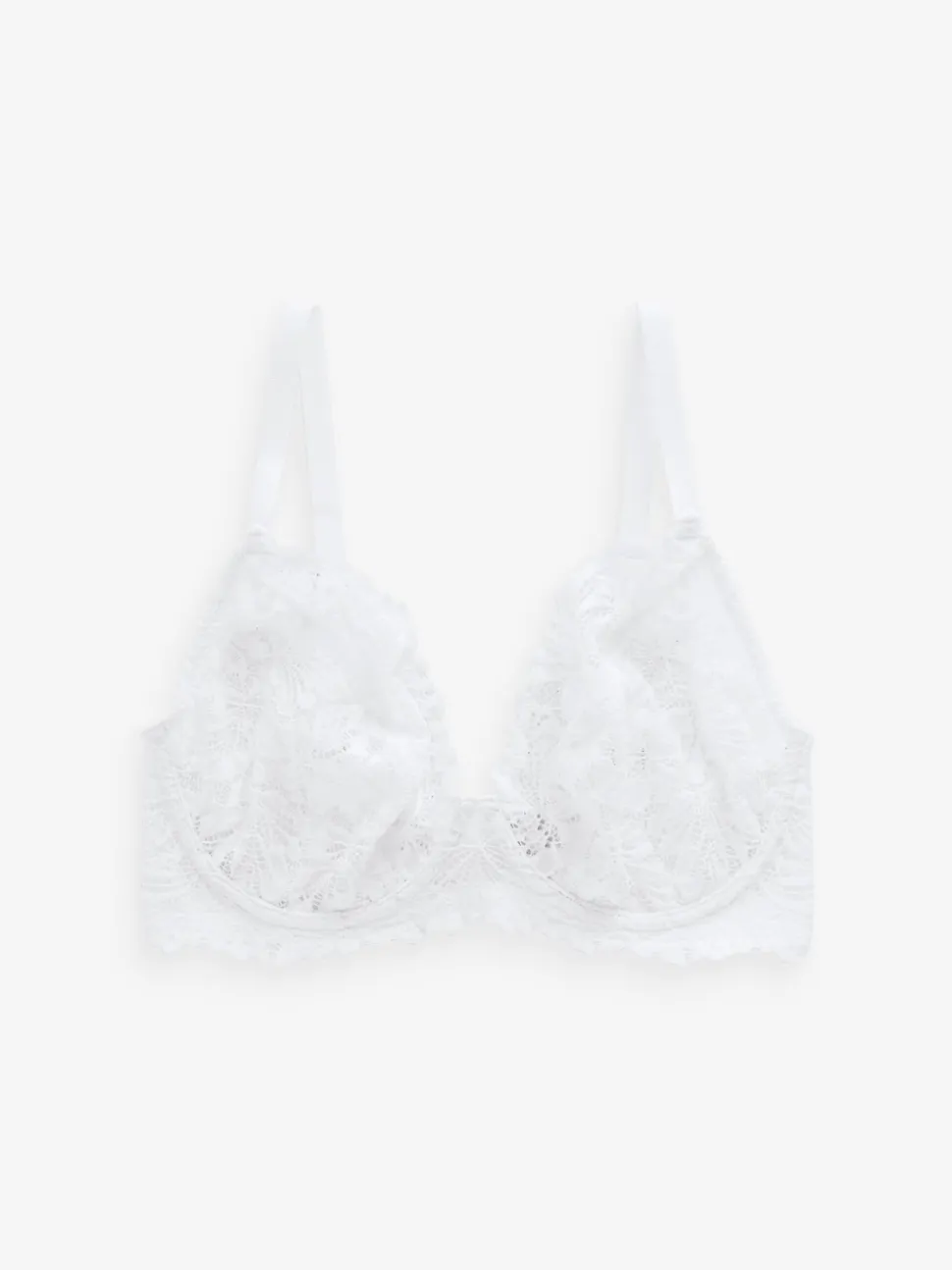 White DD+ Non Pad Plunge Lace Ultimate Comfort Bra