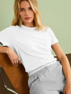 White Essential Pure Cotton Short Sleeve Crew Neck T-Shirt