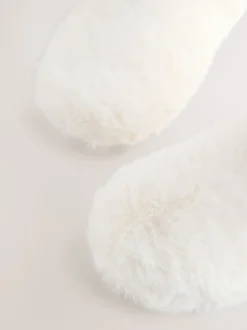 White Faux Fur Boot Slippers