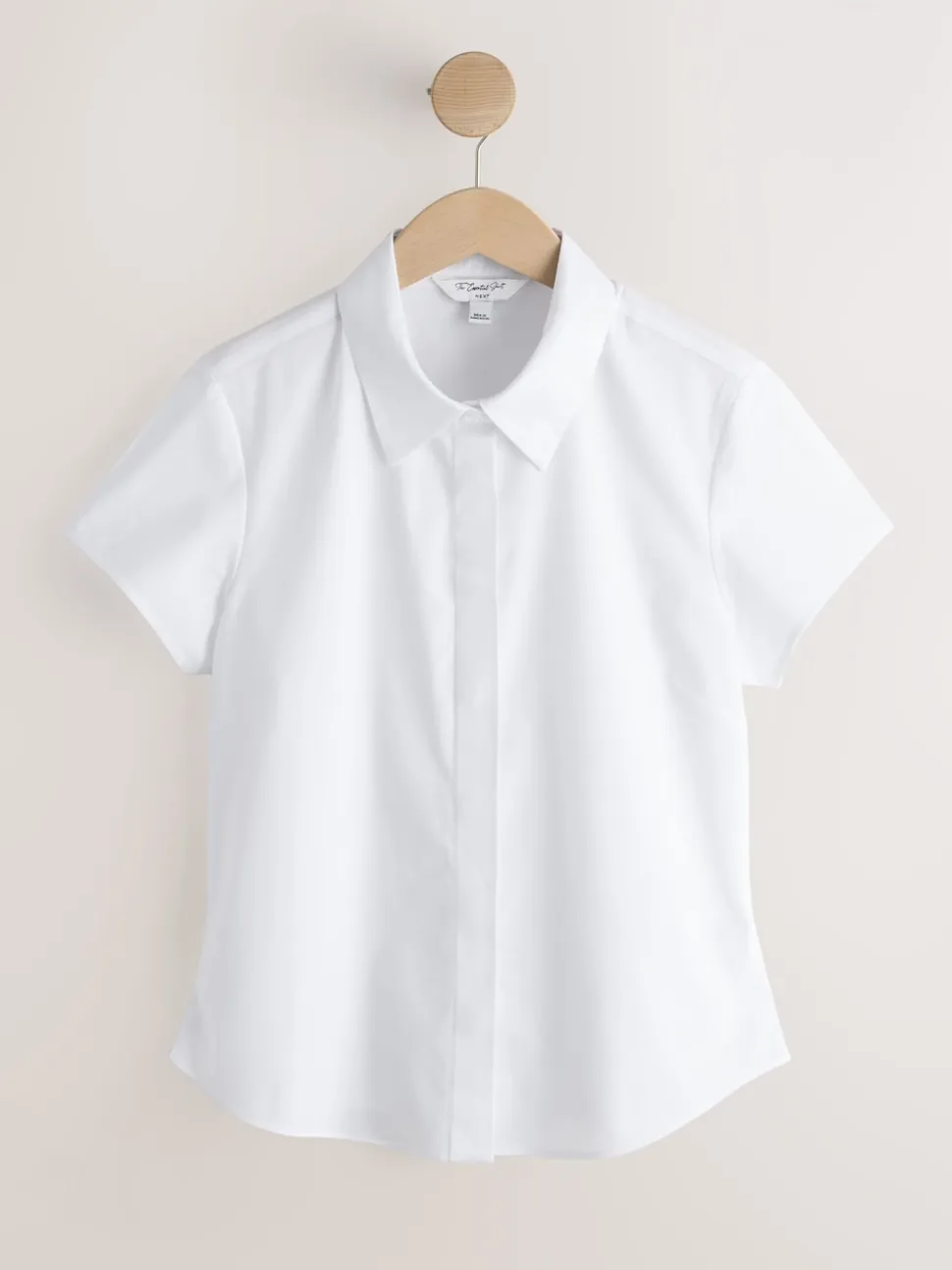 White Fitted Stretch Essential Short Sleeve Shirt