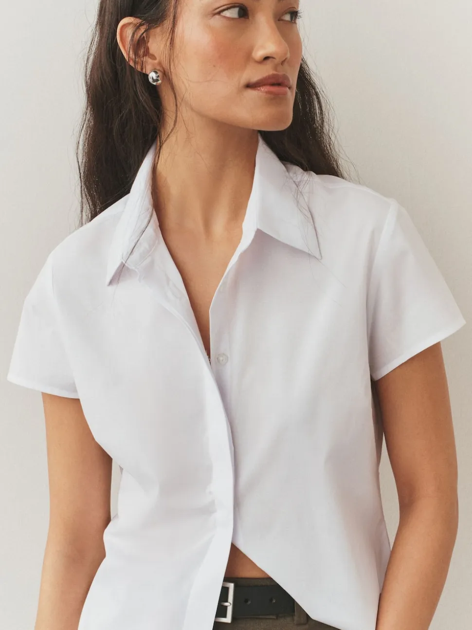 White Fitted Stretch Essential Short Sleeve Shirts 2 Pack