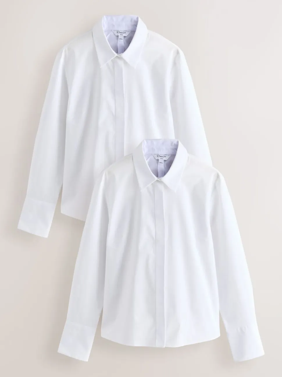 White Fitted Stretch Essential Long Sleeve Shirts 2 Pack