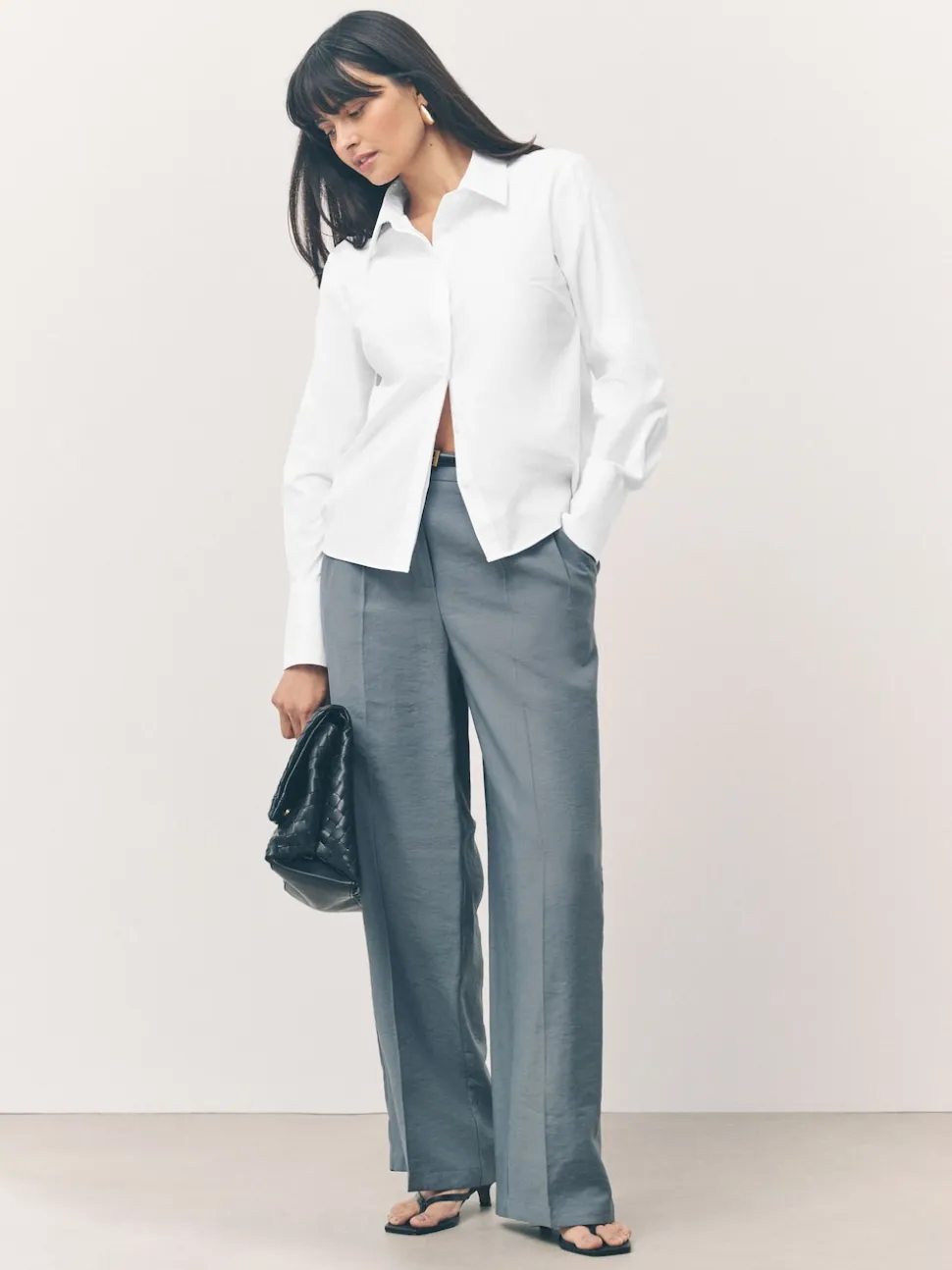 White Fitted Stretch Essential Long Sleeve Shirts 2 Pack