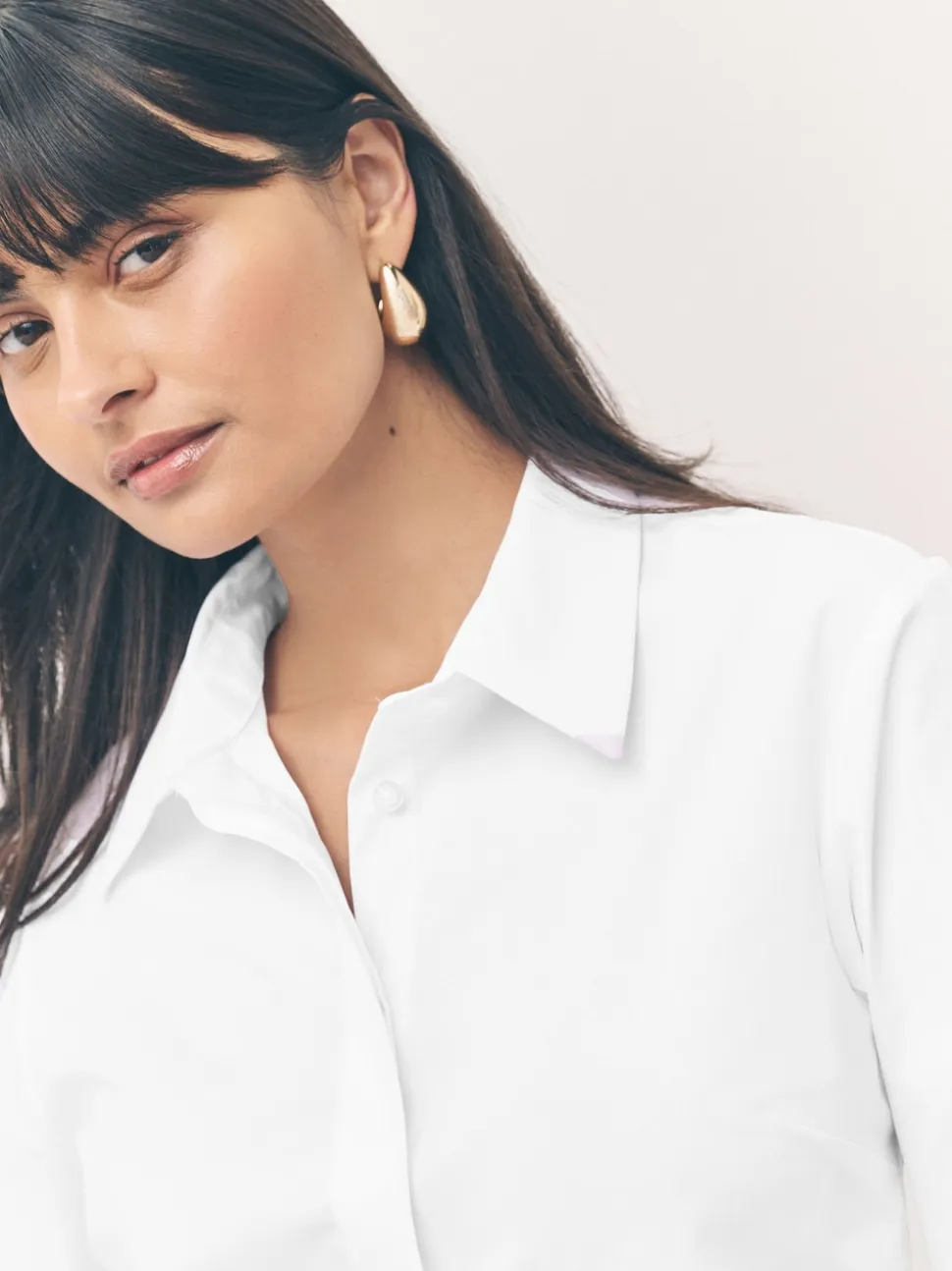 White Fitted Stretch Essential Long Sleeve Shirts 2 Pack