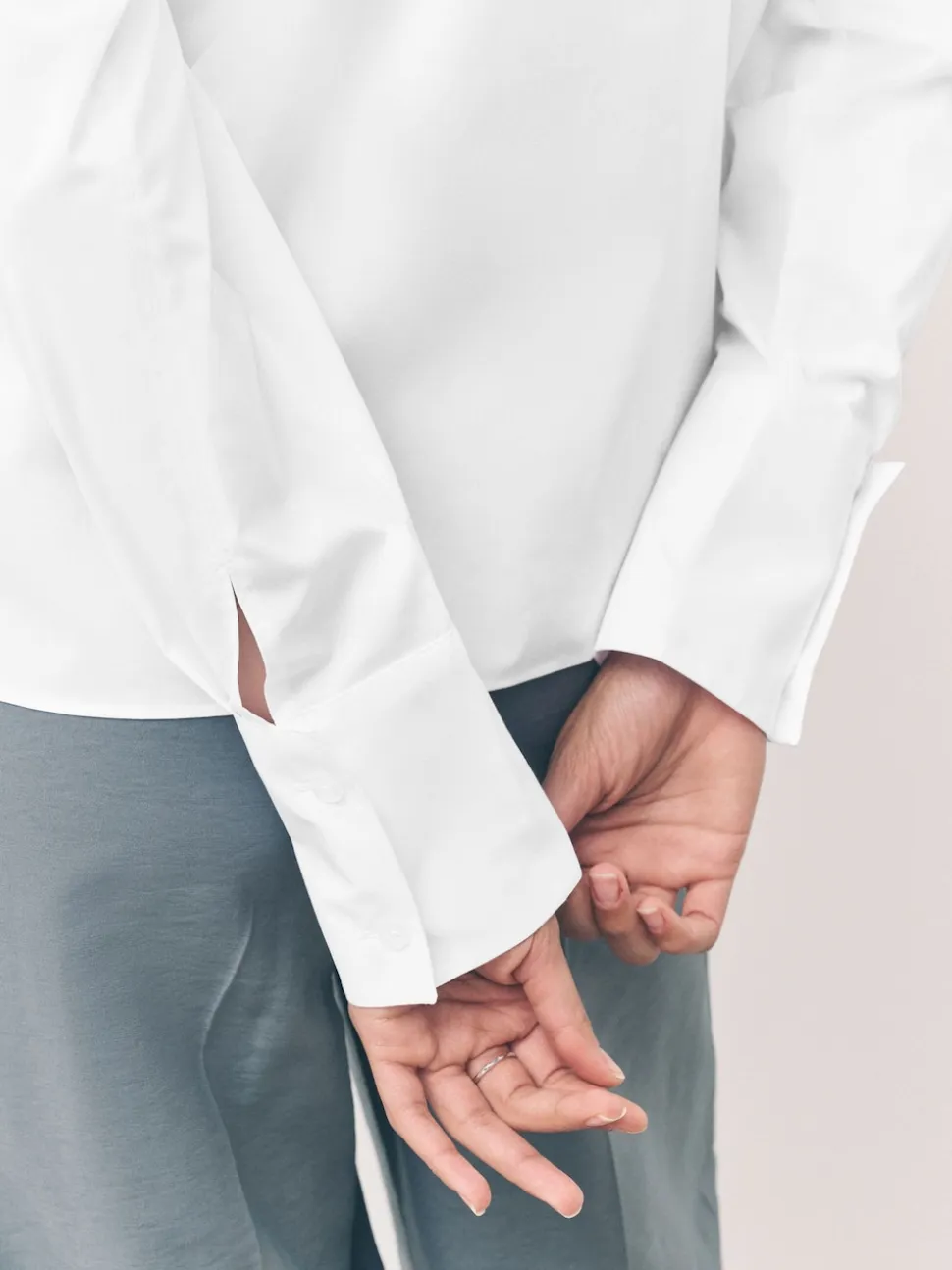 White Fitted Stretch Essential Long Sleeve Shirts 2 Pack