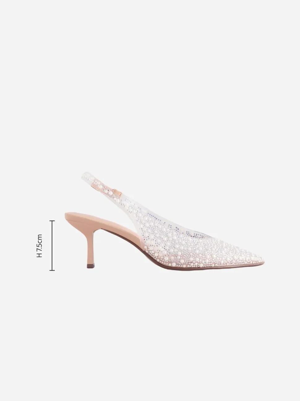 White Forever Comfort® Point Toe Vinyl Jewel Detail Sling Back Heels