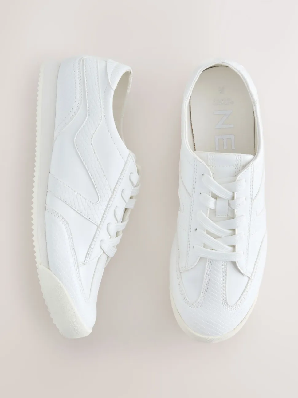 White Forever Comfort® Slimeline Side Stripe Lace Up Trainers