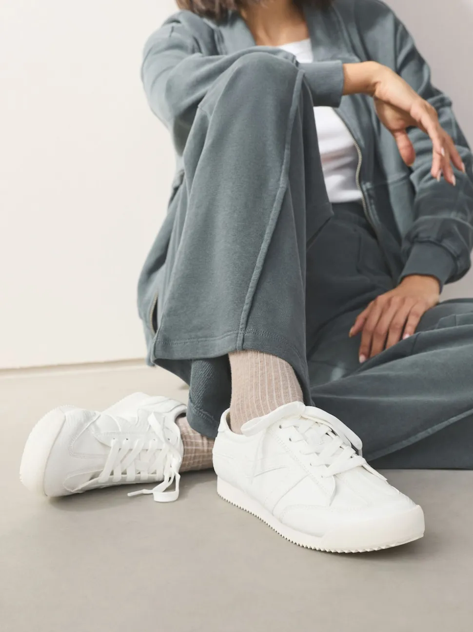 White Forever Comfort® Slimeline Side Stripe Lace Up Trainers