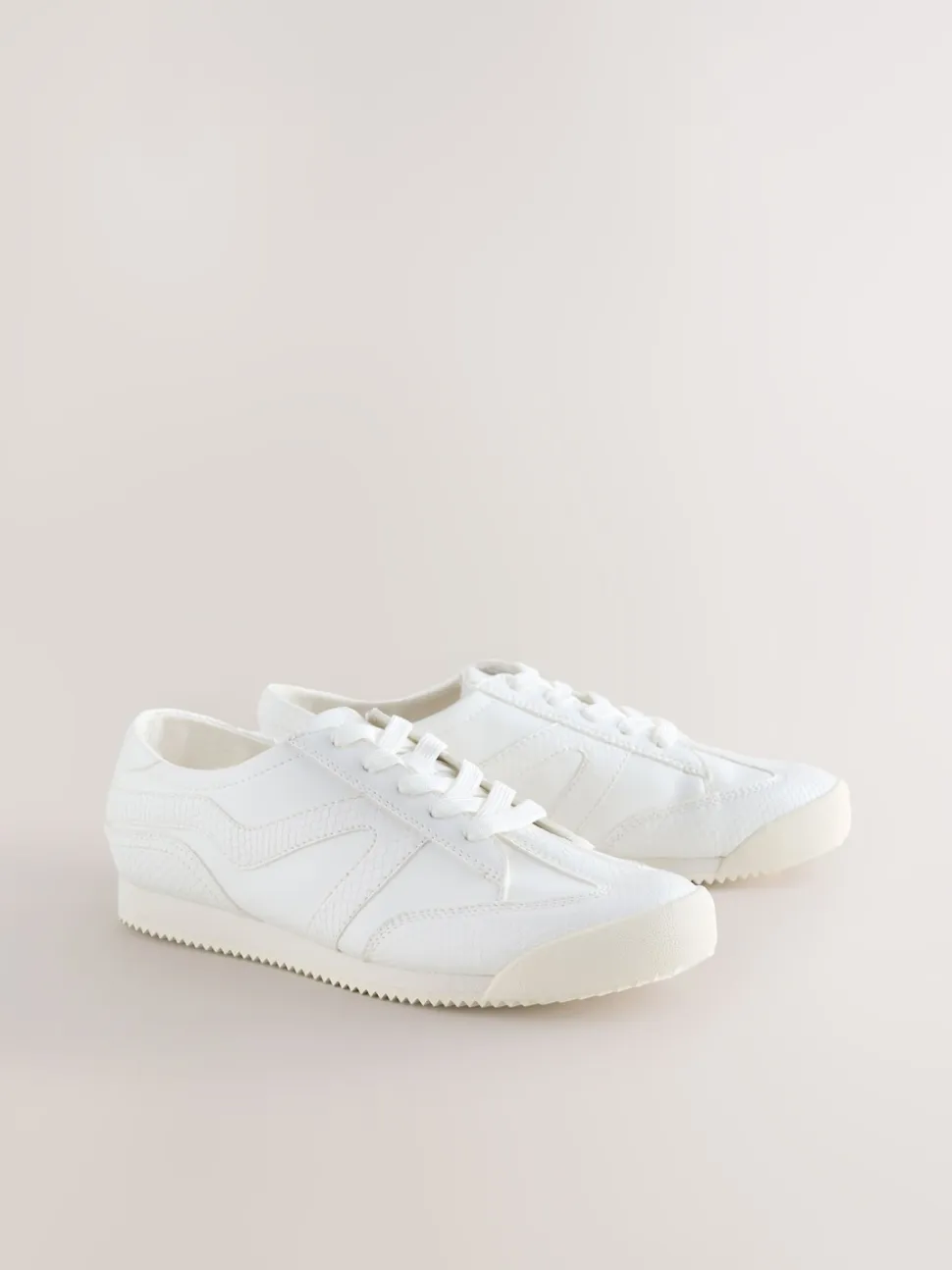 White Forever Comfort® Slimeline Side Stripe Lace Up Trainers