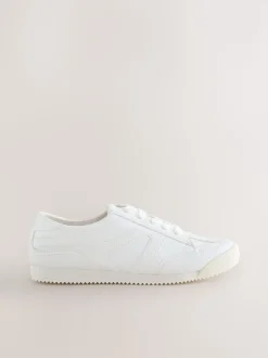 White Forever Comfort® Slimeline Side Stripe Lace Up Trainers