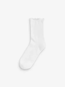 White Frill Top Cushion Sole Ankle Socks 4 Pack