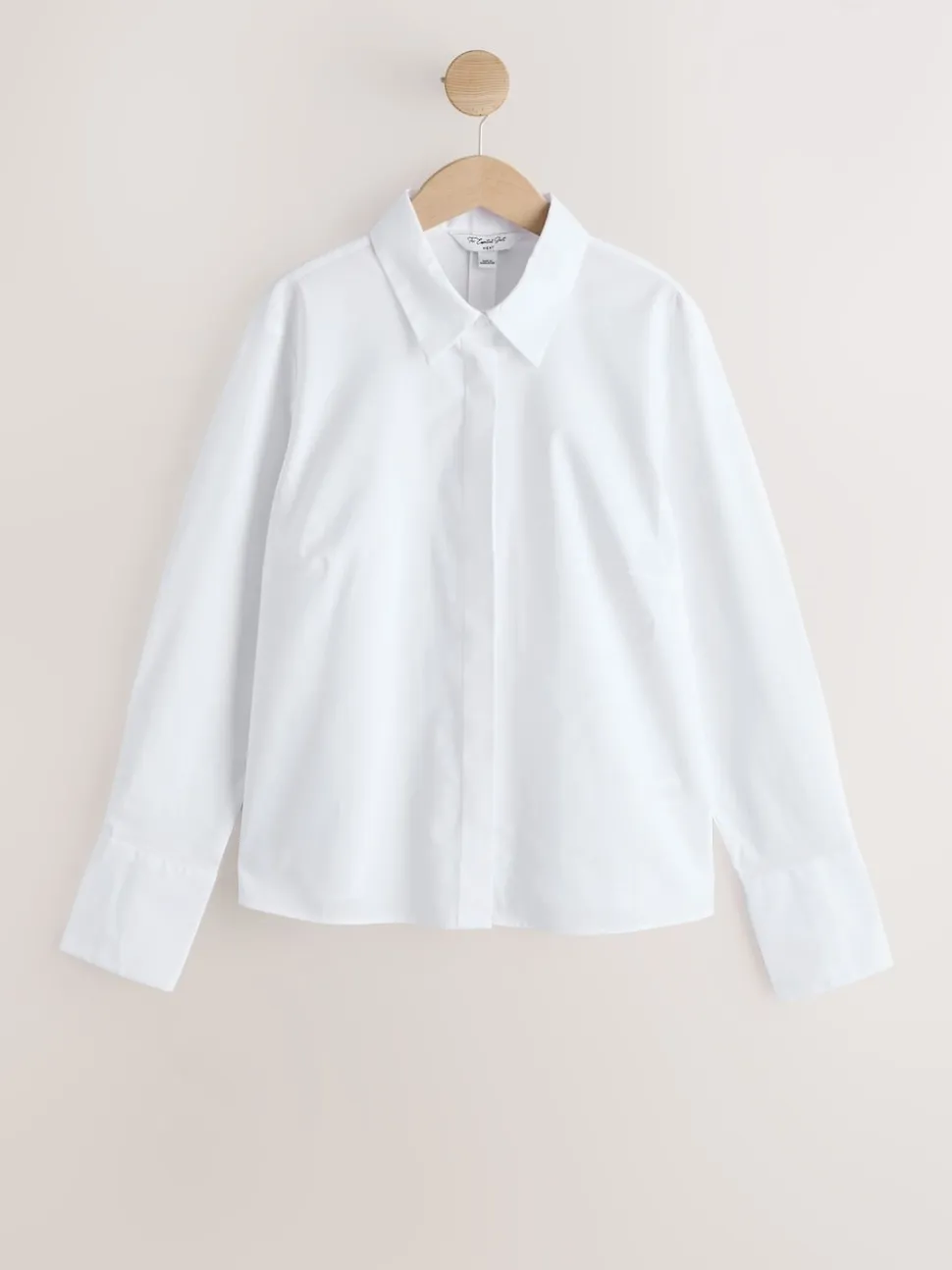 White Fuller Bust Fitted Stretch Essential Long Sleeve Shirt
