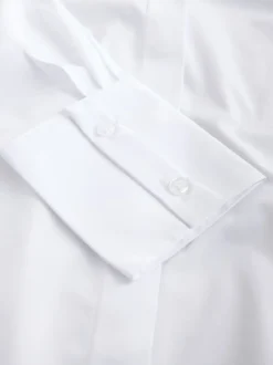 White Fuller Bust Fitted Stretch Essential Long Sleeve Shirt