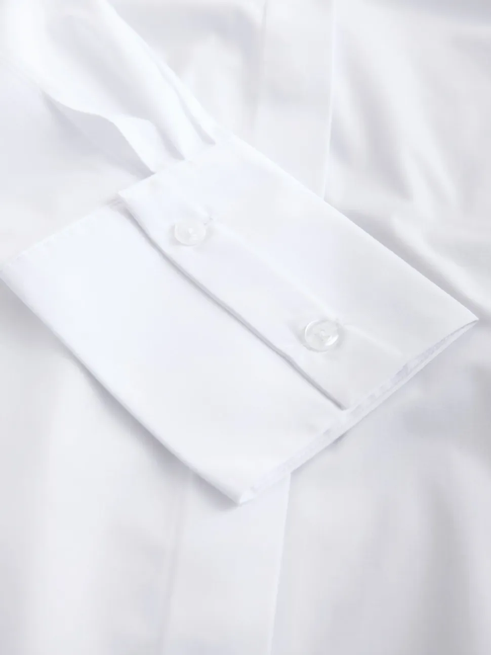 White Fuller Bust Fitted Stretch Essential Long Sleeve Shirt