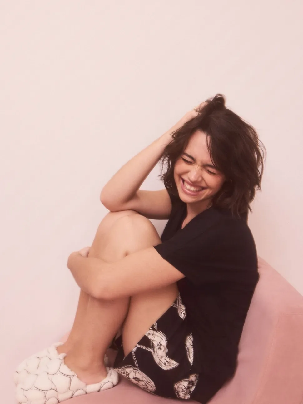 White Heart Borg Mule Slippers