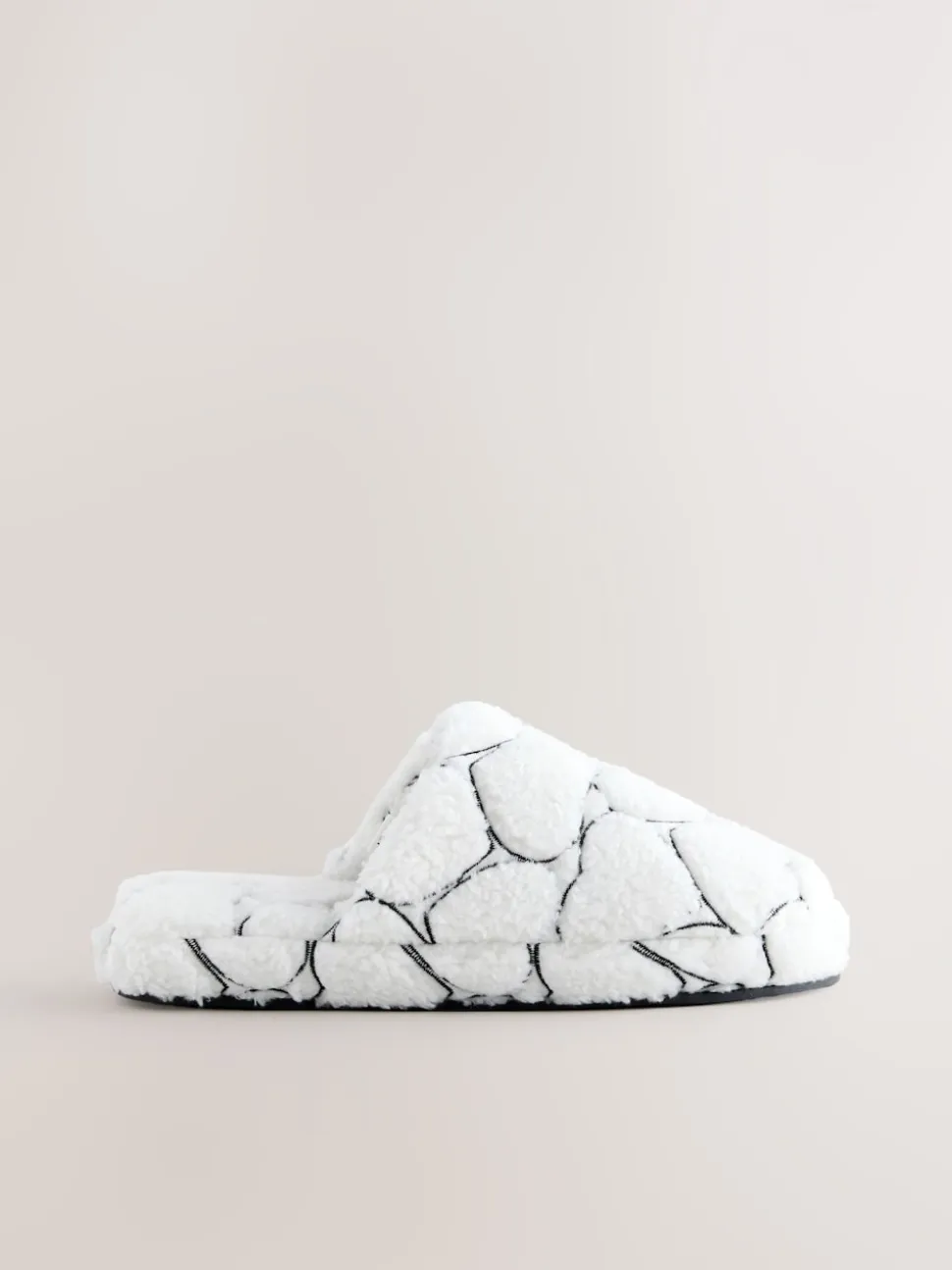 White Heart Borg Mule Slippers