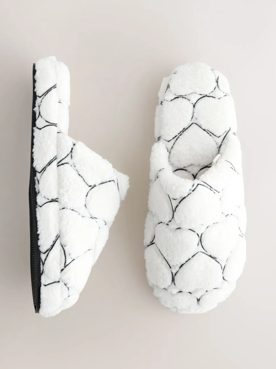 White Heart Borg Mule Slippers