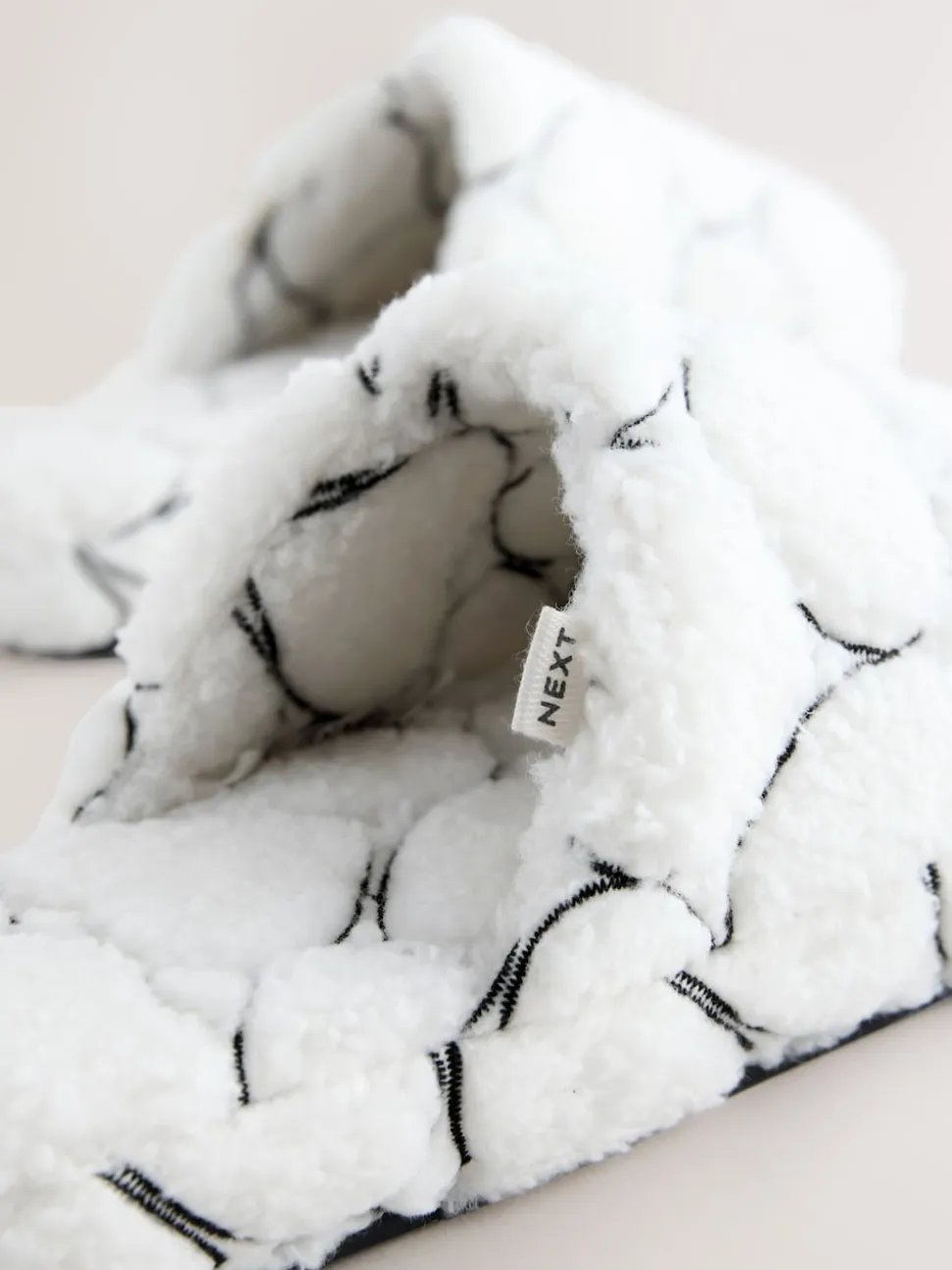 White Heart Borg Mule Slippers