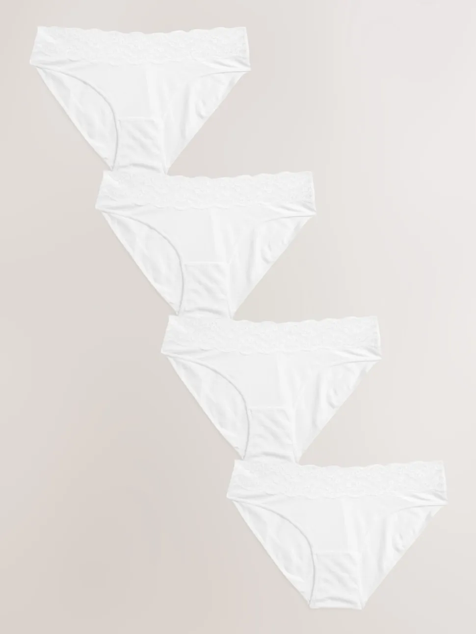 White High Leg Cotton Lace Knickers 4 Pack