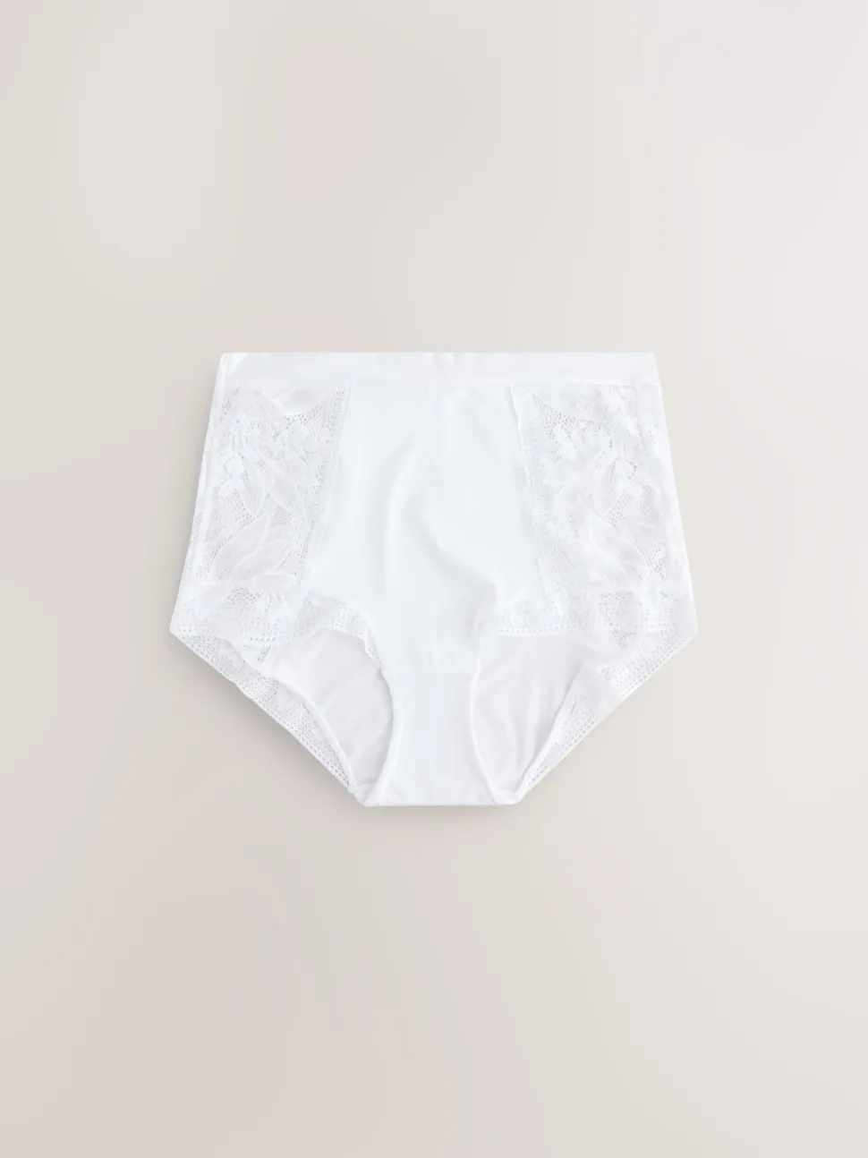 White High Waist Lace & Microfibre Knickers 2 Pack