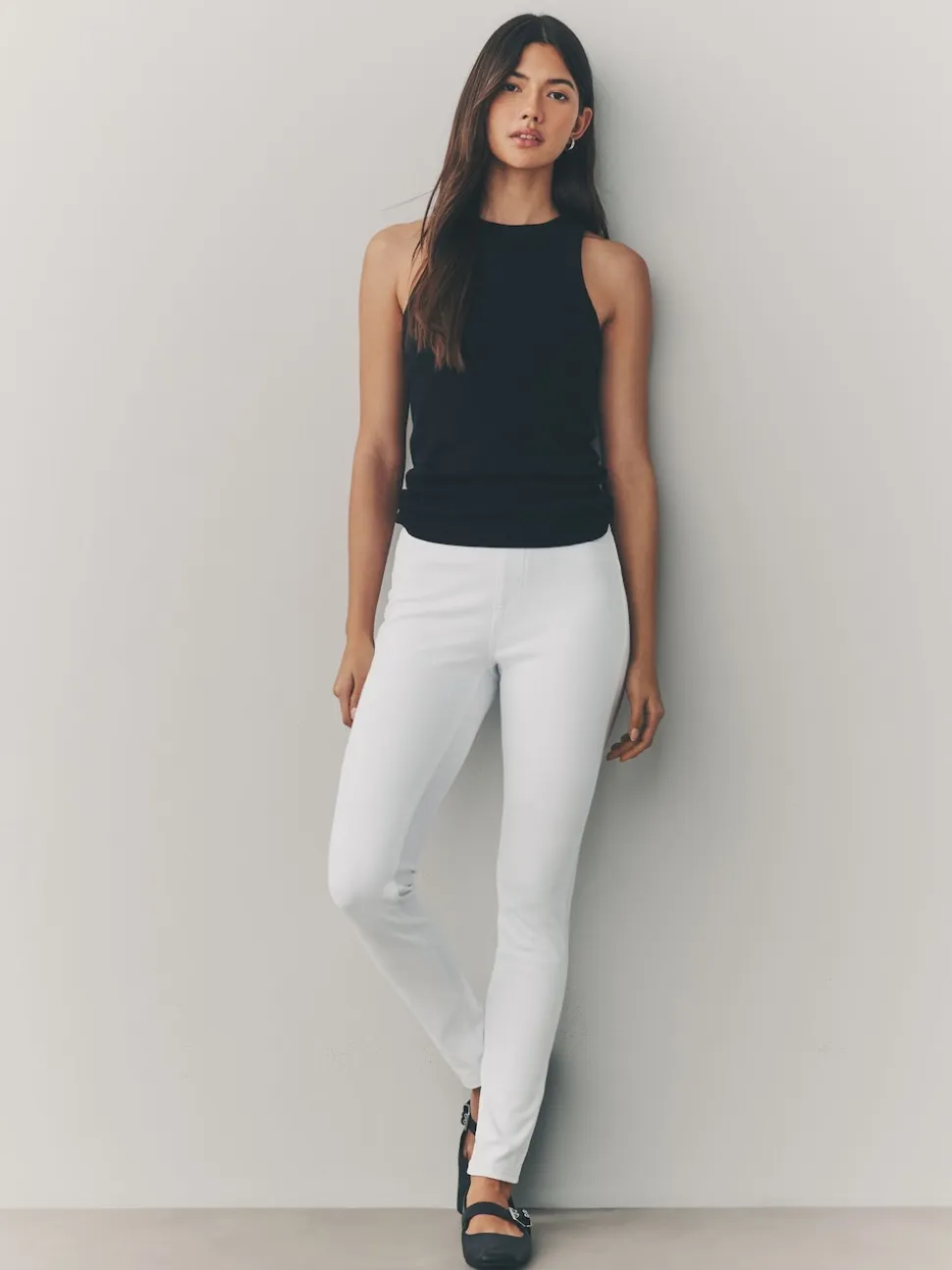 White Jersey Denim Leggings
