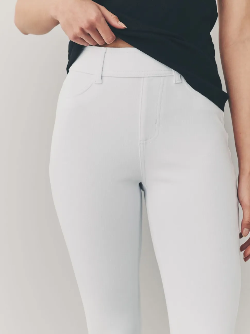White Jersey Denim Leggings
