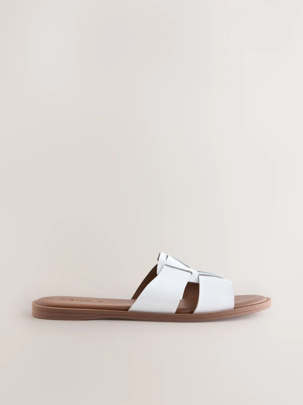 White Leather Standard/Wide Fit Slot Mule Sandals