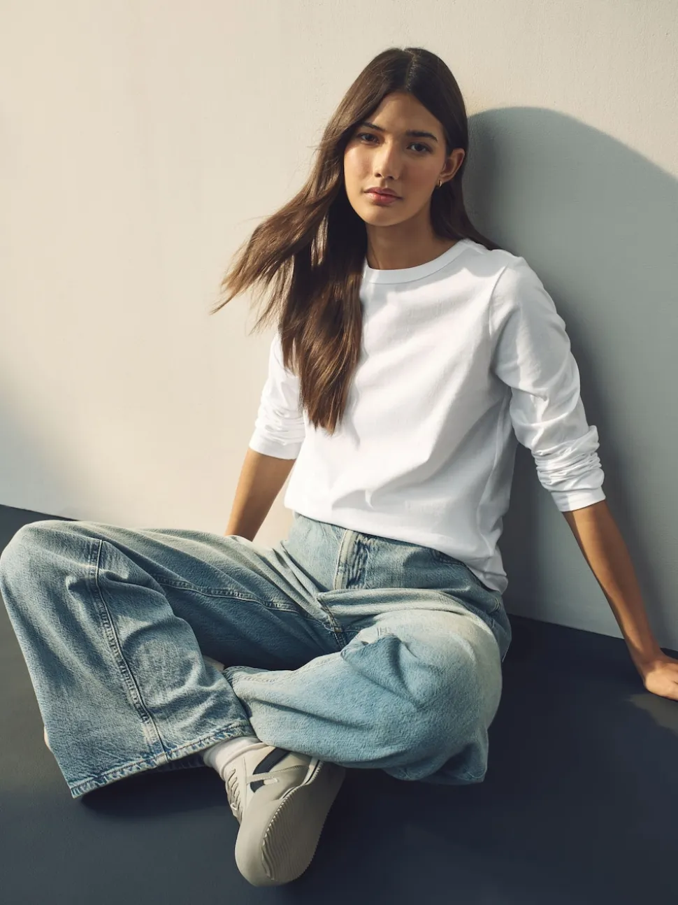 White Long Sleeve Crew Neck T-Shirt