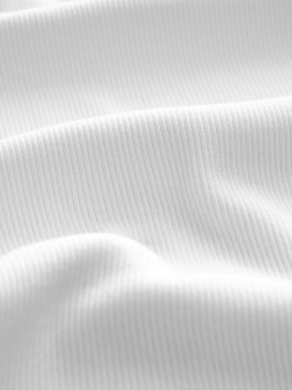 White Long Sleeve Ribbed Crew Neck Top
