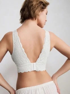 White Non Pad Non Wire Total Support Lace Bra