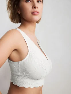 White Non Pad Non Wire Total Support Lace Bra