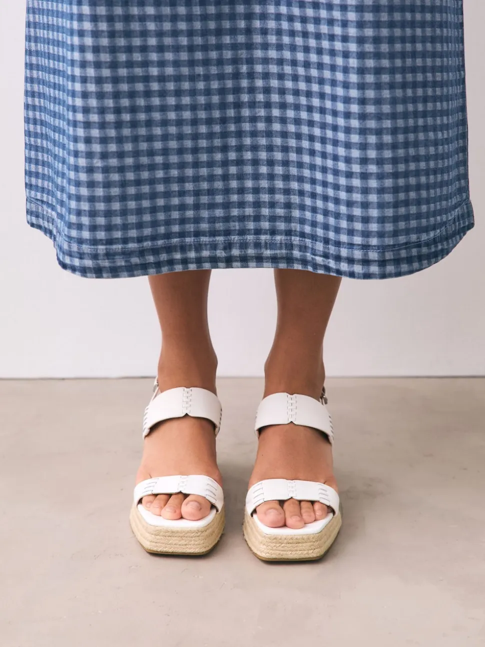 White Premium Leather Craft Wedge Heels