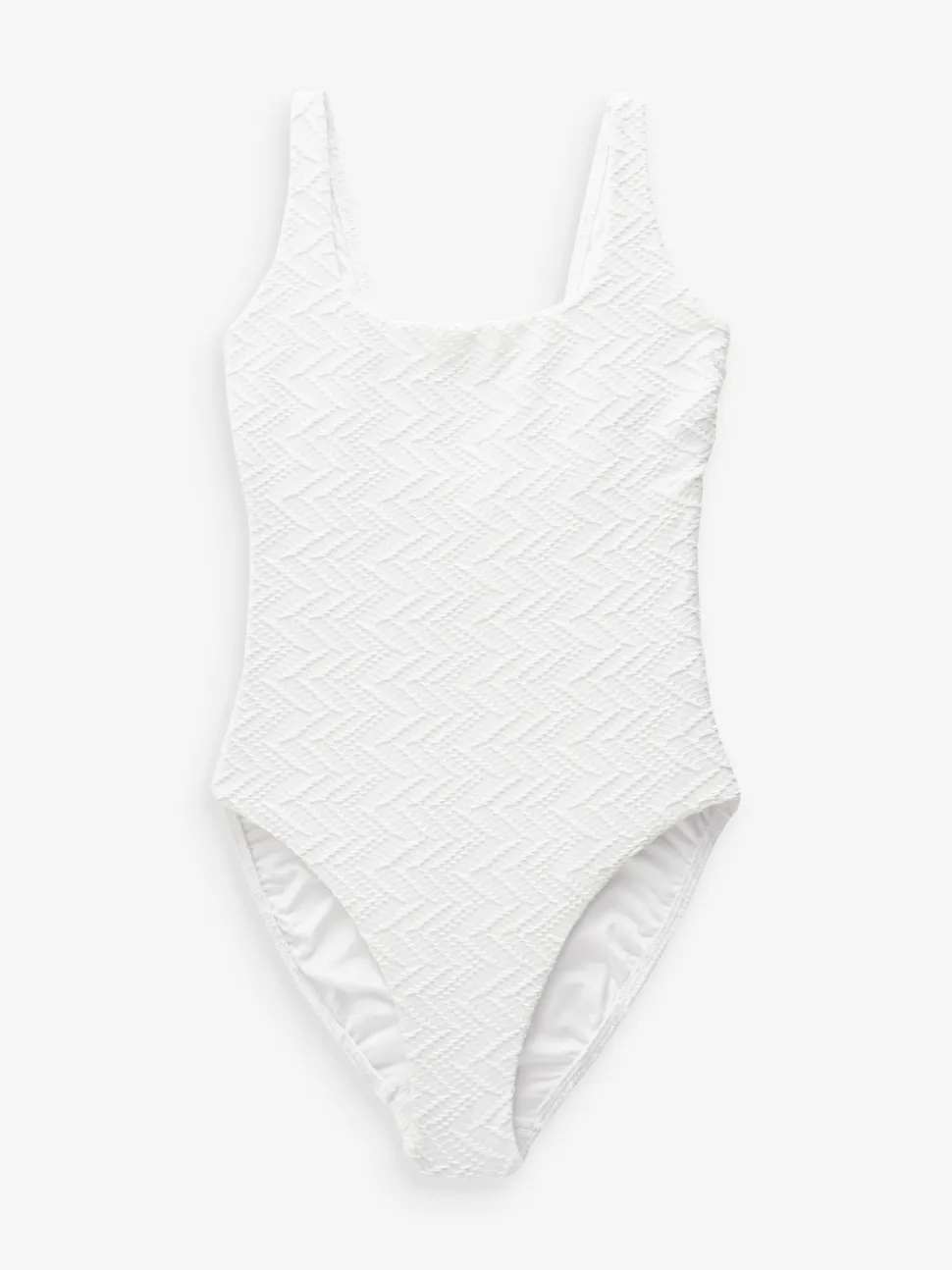 White Scoop Neck Tummy Control Swimsuit