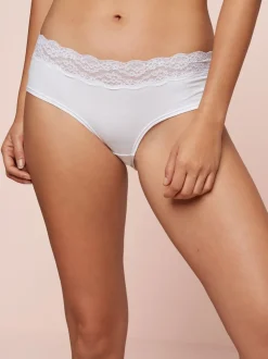 White Short Cotton Lace Knickers 4 Pack