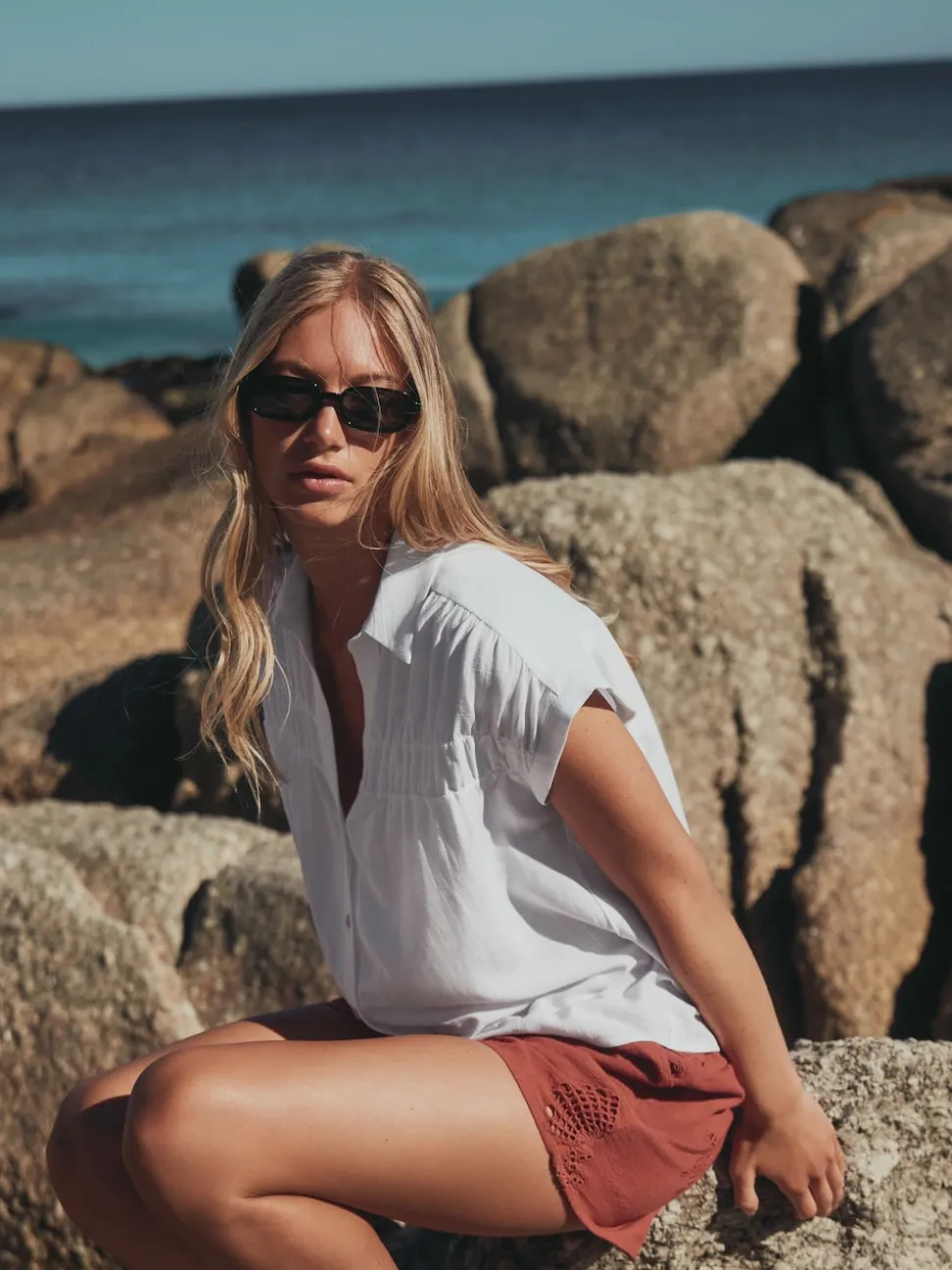 White Short Sleeve Shirt with Linen