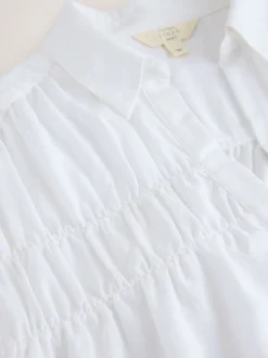 White Short Sleeve Shirt with Linen