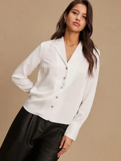 White Soft Revere Collar Long Sleeve Shirt