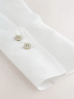 White Soft Revere Collar Long Sleeve Shirt
