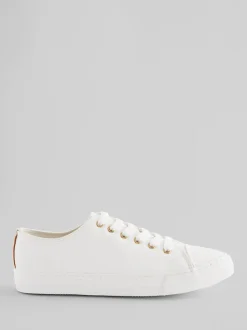 White Standard Fit Patent Baseball Trainers