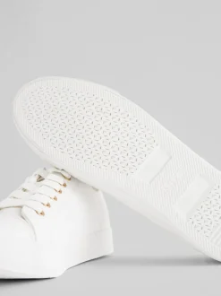 White Standard Fit Patent Baseball Trainers