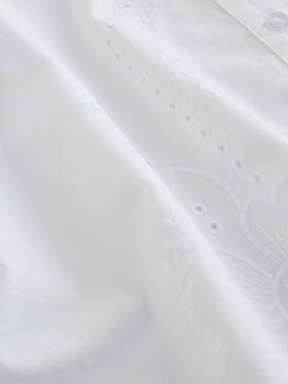 White Statement Collar Broderie Long Sleeve Blouse