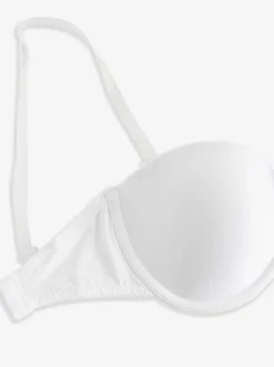 White Strapless A-E Clear Back Smoothing Strapless Bra