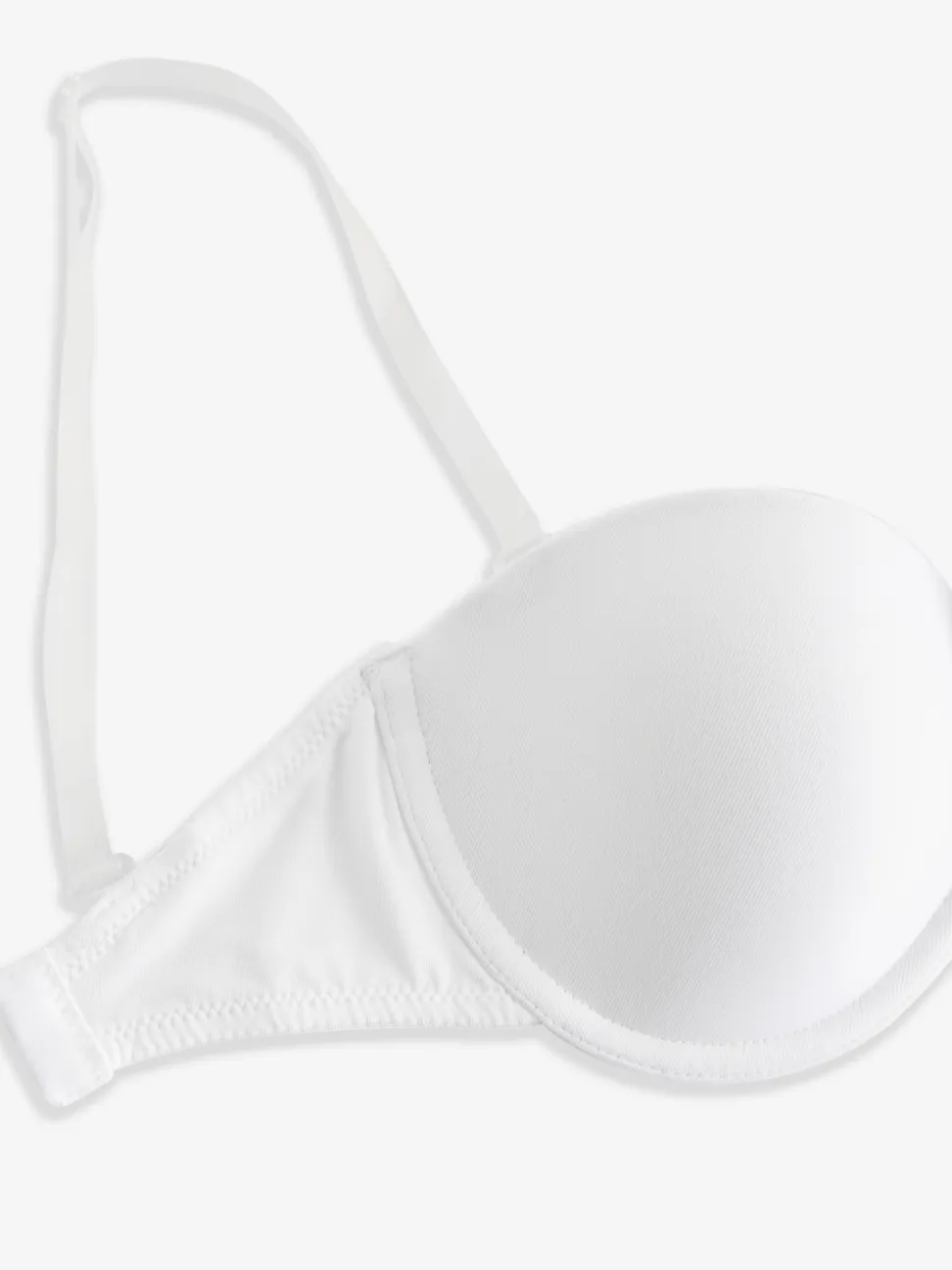 White Strapless A-E Clear Back Smoothing Strapless Bra