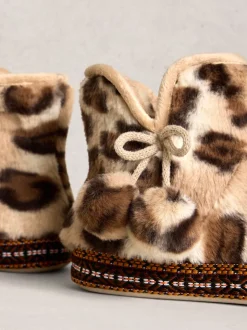White Stuff Animal Faux Fur Bootie Slippers