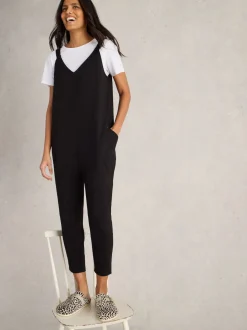 White Stuff Black Jersey Selina Jumpsuit