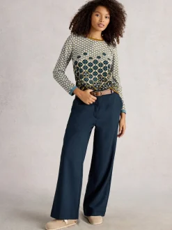 White Stuff Blue Belle Tweedy Wide Leg Trousers