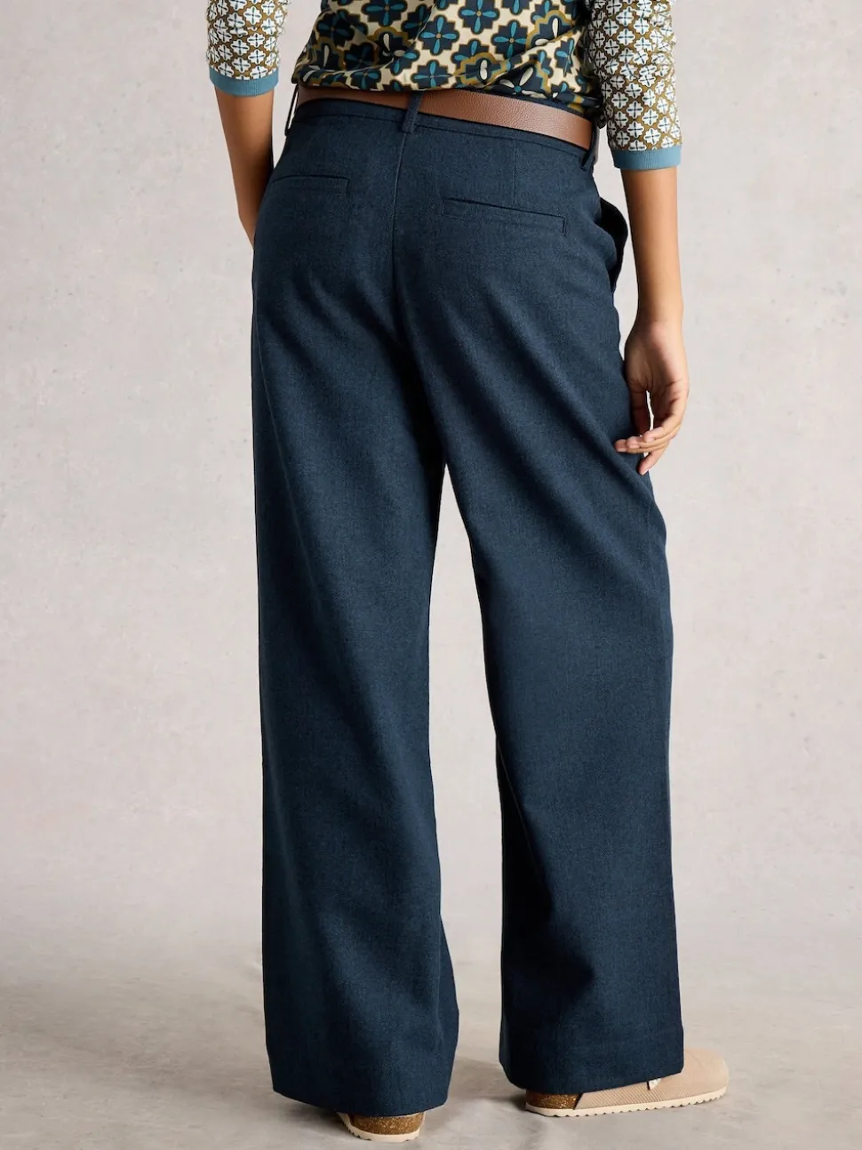 White Stuff Blue Belle Tweedy Wide Leg Trousers