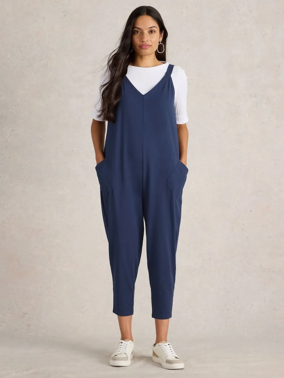 White Stuff Blue Jersey Selina Jumpsuit