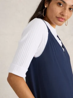 White Stuff Blue Jersey Selina Jumpsuit