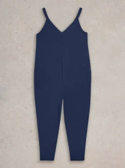 White Stuff Blue Jersey Selina Jumpsuit